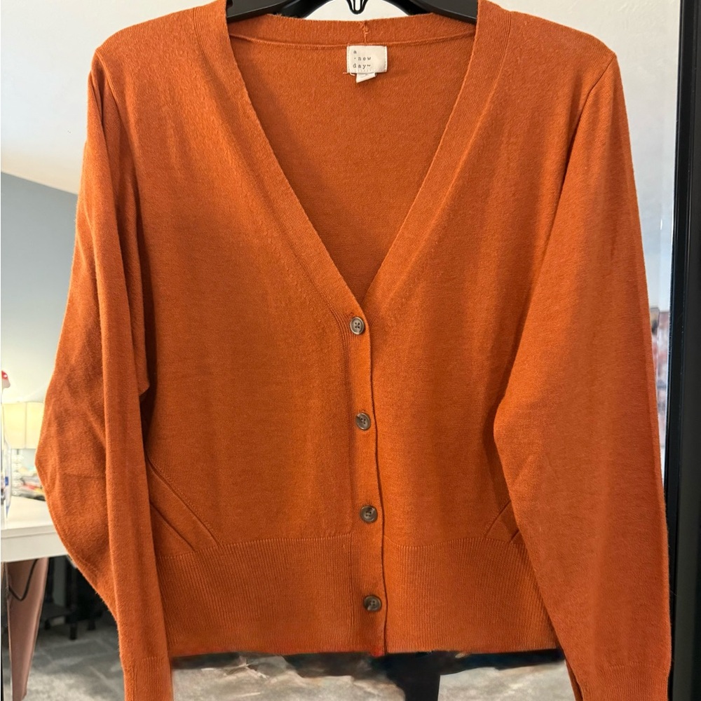 Women's Orange Cardigan Sweater